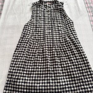 Faherty Isha Gingham Sleeveless Dress Black and White Size Medium